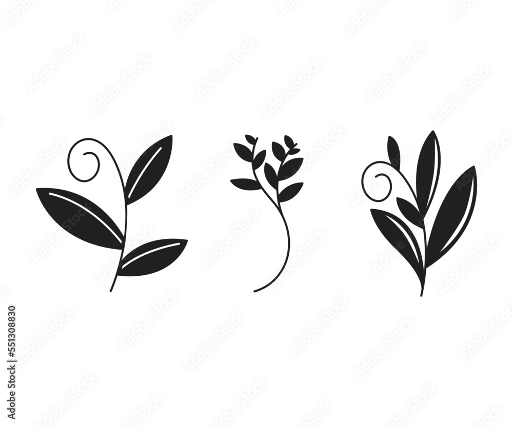 Obraz premium leaves and branch set vector illustration
