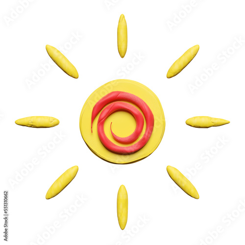 Foto 3d plasticine sun isolated