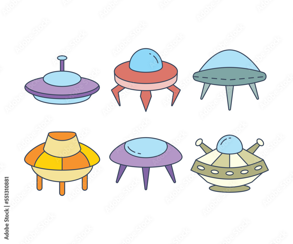 flying saucer and ufo icons set vector illustration flying saucer and ufo icons set vector illustration