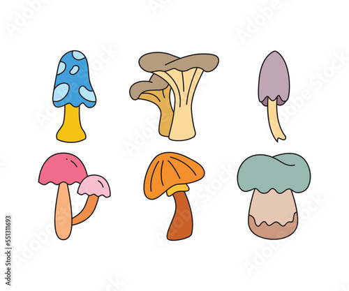 mushroom icons set vector illustration