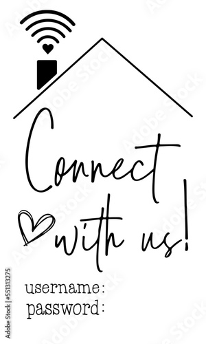 Connect with us Svg, Guest room sign, Home sign svg, WiFi Sign, WiFi Password, Svg Files for Cricut, Wifi in on the house, Internet sign Svg