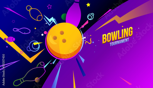 Vector illustration of bowling abstract background design for banner, poster, flyer template.
