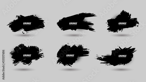 Collection of black watercolor brush stroke vector.