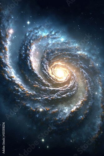 Spiral galaxy nebula, space art