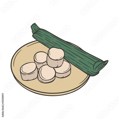 Lontong Indonesian Food Hand Drawn Doodle Cartoon Illustration