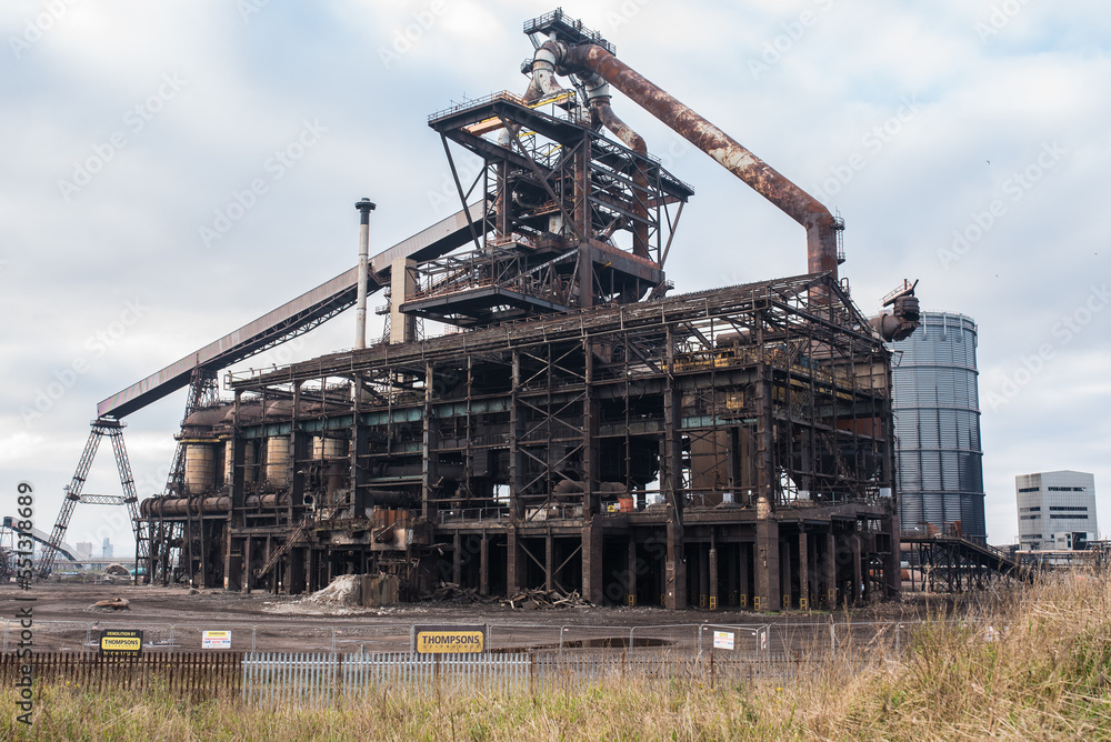 Steelworks in Redcar during demolition, United Kingdom.