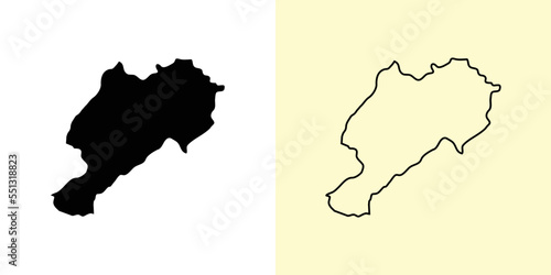 Afyonkarahisar map, Turkey, Asia. Filled and outline map designs. Vector illustration photo