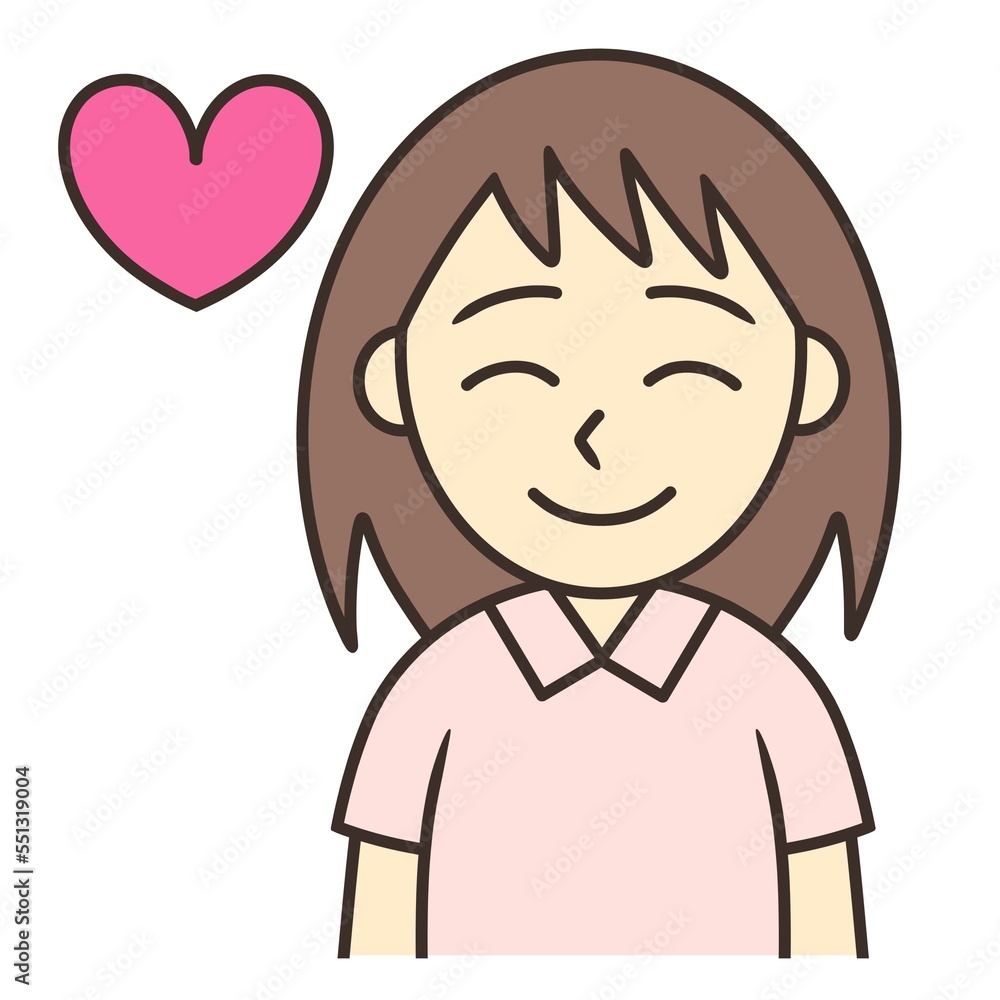 A young woman smiling with a love heart