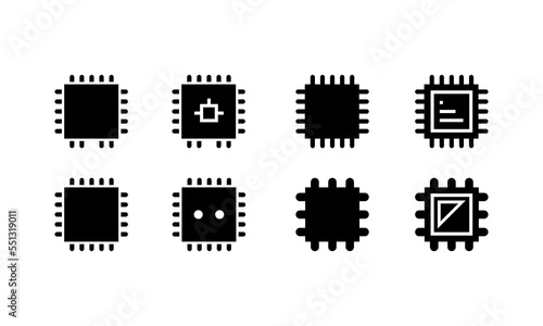 cpu icon set. chip, technology, cpu icon in black style.