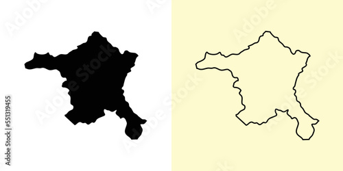 Ankara map, Turkey, Asia. Filled and outline map designs. Vector illustration