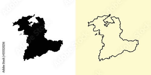 Bern map, Switzerland, Europe. Filled and outline map designs. Vector illustration