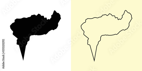 Boaco map, Nicaragua, Americas. Filled and outline map designs. Vector illustration photo