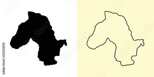 Bobonaro map, East Timor, Asia. Filled and outline map designs. Vector illustration photo