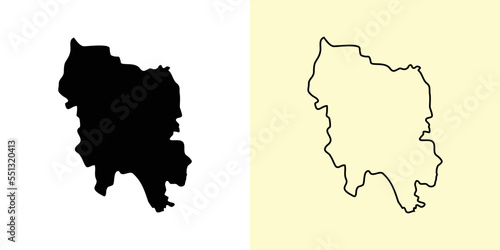 Broceni map, Latvia, Europe. Filled and outline map designs. Vector illustration
