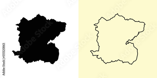 Centre map, Haiti, Americas. Filled and outline map designs. Vector illustration photo