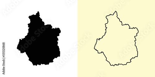 Centre-Val de Loire map, France, Europe. Filled and outline map designs. Vector illustration