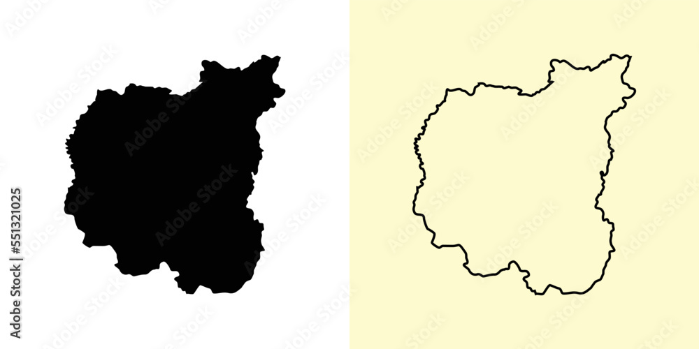 Chernihiv map, Ukraine, Europe. Filled and outline map designs. Vector illustration