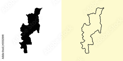 Chiang Mai map, Thailand, Asia. Filled and outline map designs. Vector illustration