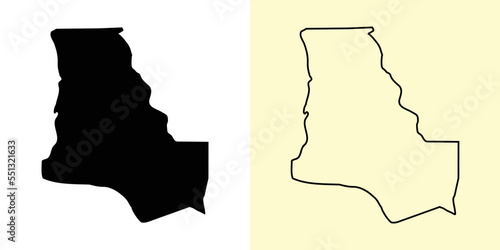 Dhi Qar map, Iraq, Asia. Filled and outline map designs. Vector illustration photo