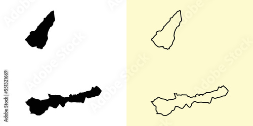 Dili map  East Timor  Asia. Filled and outline map designs. Vector illustration
