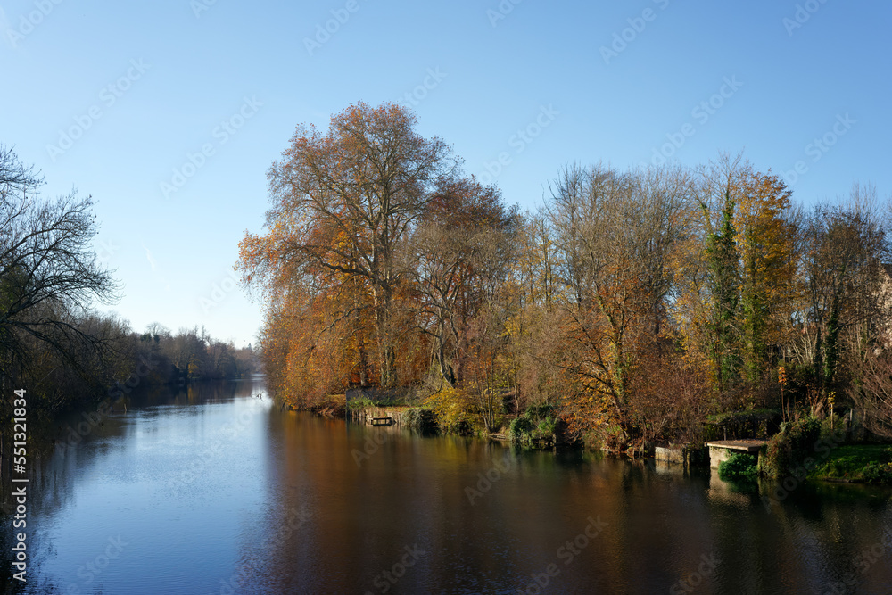 Loing river in Grez-sur-Loing village Loing river in Grez-sur-Loing village