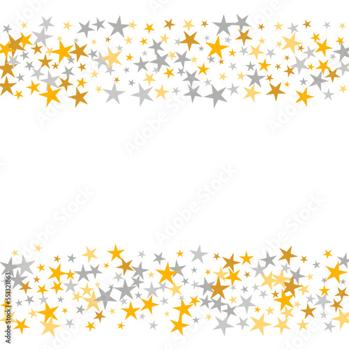 Decorative silver and gold stardust vector illustration. Little stardust spangles New Year decoration confetti. Dreams star dust backdrop. Spangle elements explosion.