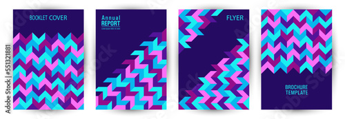 Educational catalog front page mokup set vector design. Minimalist style futuristic poster template