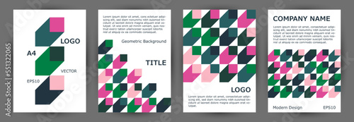 Scientific publication cover page mokup collection graphic design. Bauhaus style hipster title page