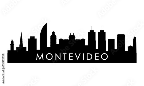 Montevideo skyline silhouette. Black Montevideo city design isolated on white background.