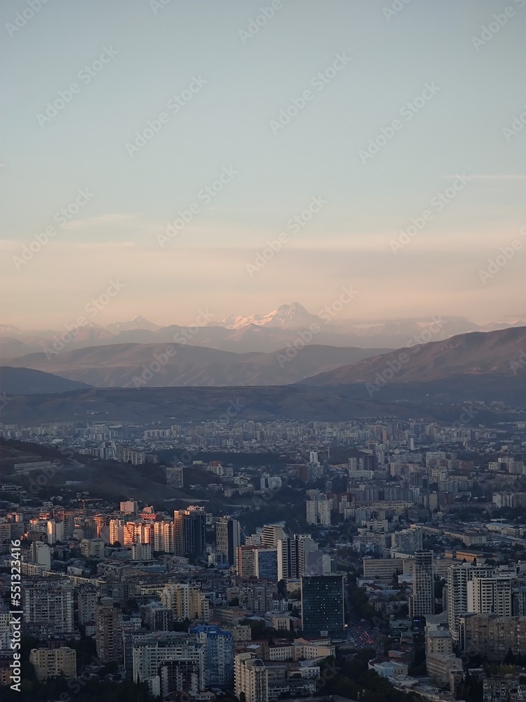 View of the city and mountains