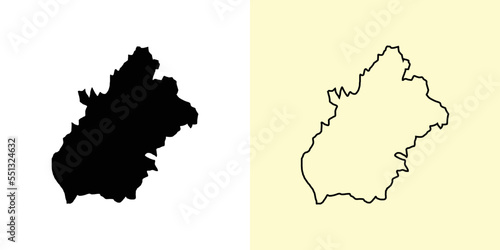 Longford map, Ireland, Europe. Filled and outline map designs. Vector illustration photo