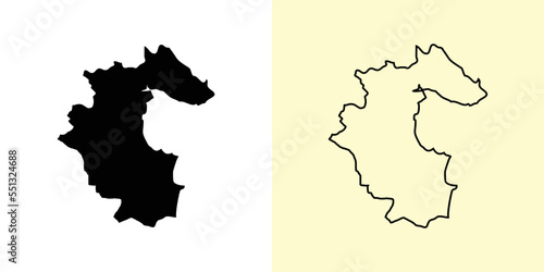 Louth map, Ireland, Europe. Filled and outline map designs. Vector illustration photo