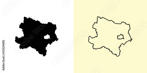 Lower Austria map, Austria, Europe. Filled and outline map designs. Vector illustration