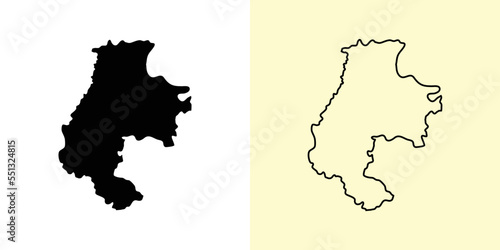 Macva map, Serbia, Europe. Filled and outline map designs. Vector illustration photo