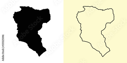 Manatuto map, East Timor, Asia. Filled and outline map designs. Vector illustration photo