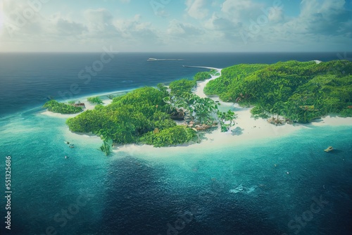 Aerial view of the Island in the middle of sea  © CREATIVE STOCK