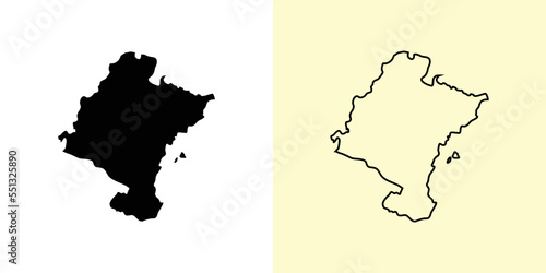 Navarra map, Spain, Europe. Filled and outline map designs. Vector illustration photo