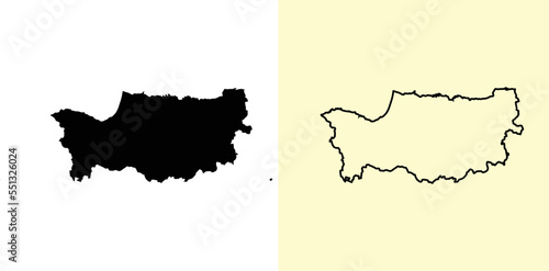 Nicosia map, Cyprus, Europe. Filled and outline map designs. Vector illustration