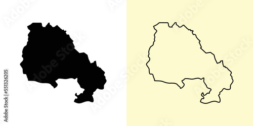 North Banat map, Serbia, Europe. Filled and outline map designs. Vector illustration