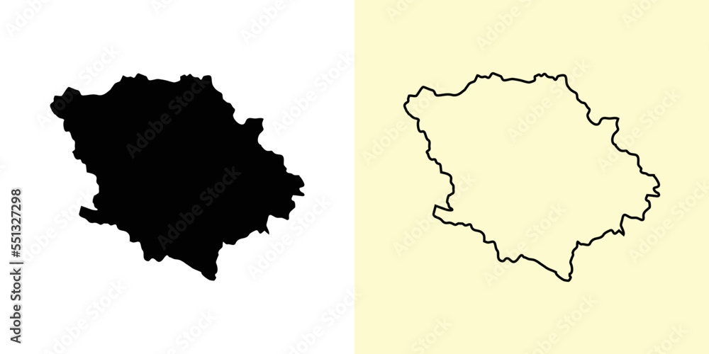 Poltava map, Ukraine, Europe. Filled and outline map designs. Vector illustration