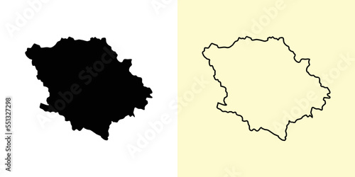 Poltava map, Ukraine, Europe. Filled and outline map designs. Vector illustration