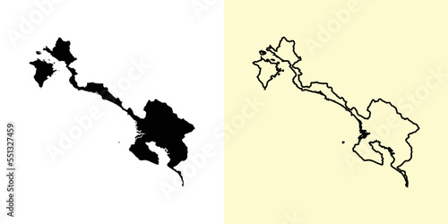 Puntarenas map, Costa Rica, Americas. Filled and outline map designs. Vector illustration photo