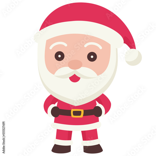 Santa claus standing akimbo icon, Christmas doodle vector illustration
