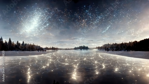 Cold winter solstice landscape with snow