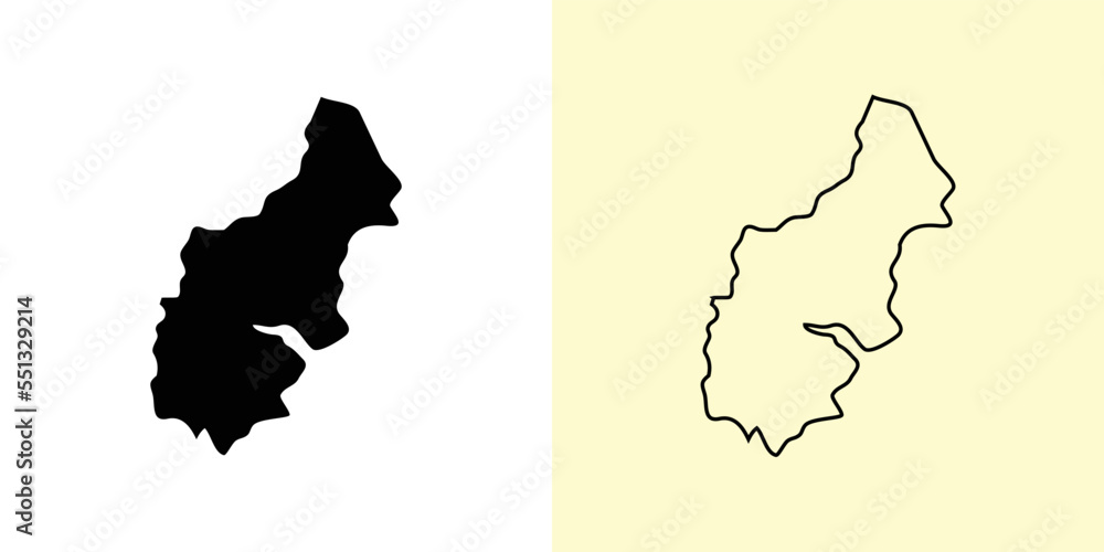 Stockholm map, Sweden, Europe. Filled and outline map designs. Vector illustration