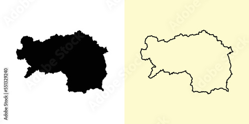 Styria map  Austria  Europe. Filled and outline map designs. Vector illustration