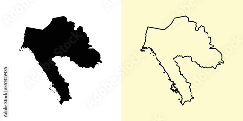 Tabuk map, Saudi Arabia, Asia. Filled and outline map designs. Vector illustration photo