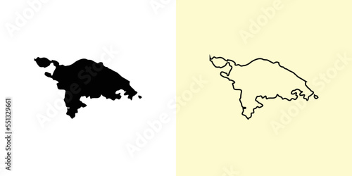 Thurgau map, Switzerland, Europe. Filled and outline map designs. Vector illustration photo