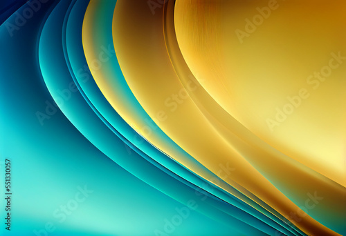 Aqua Blue and Gold Floating Gradient. Turquoise Green and Gold Gradient Background