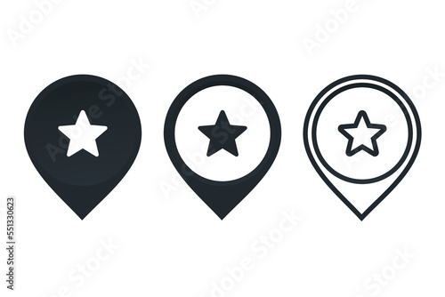 Map pointer star icon. Favorite best location. Illustration vector